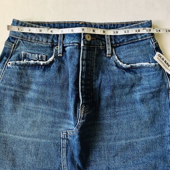 Old Navy Higher High-Waisted Button-Fly Cut-Off‎ Jean Pencil Skirt Size 2 NEW - Picture 6 of 7